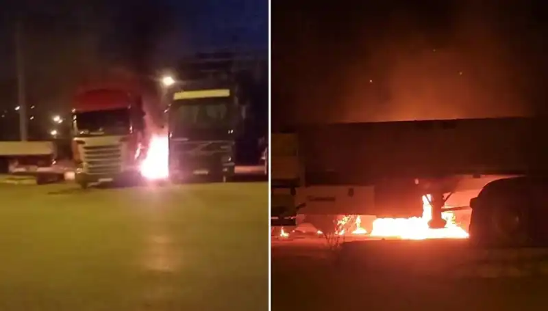 Park Halindeki Tırların Korkunç Yangını: İki Şüpheli Gözaltında!